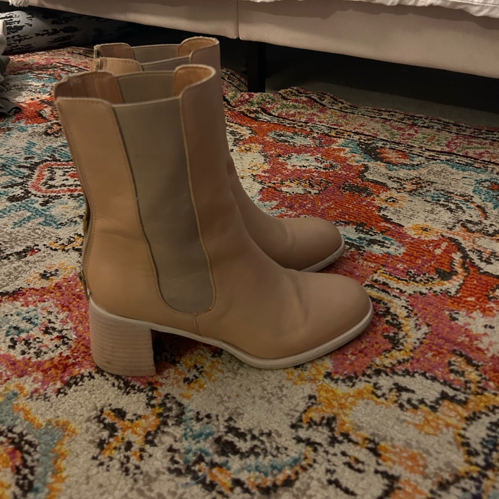 Brown leather boots